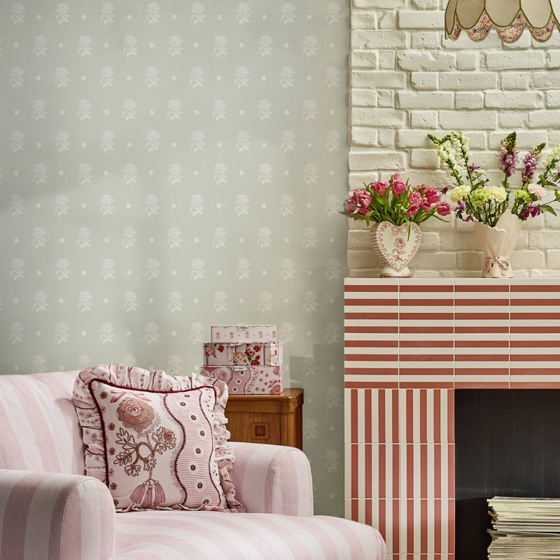 Cath Kidston Spitalfield Bunches Wallpaper, Green