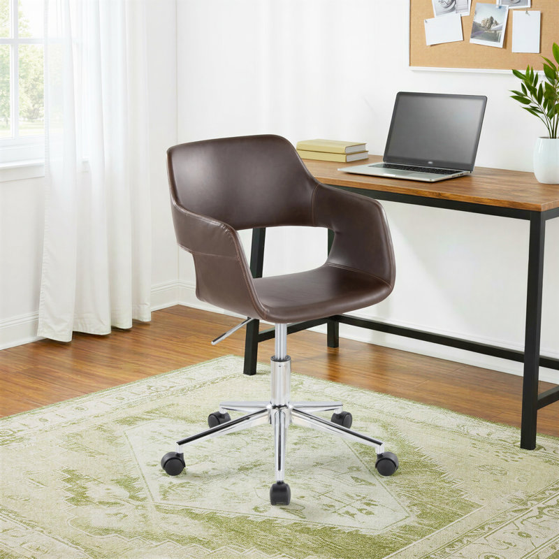Chaise de bureau Shai, Chrome, Espresso