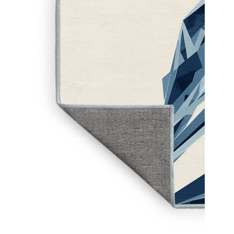 Tapis géométrique blanc lavable à la machine Pegah, 7 x 9