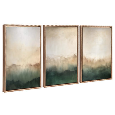 «Green Mountain Abstract I, II and III» par Amy Lighthall, ensemble d'art mural sur toile encadrée