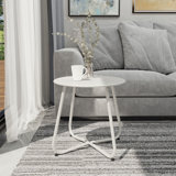 Ebern Designs Steel Patio Side Table, Weather Resistant Outdoor Round End Table