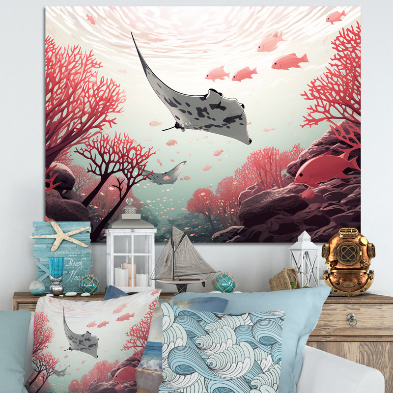 «Monochome Manta Rays Dance I», reproduction d'art sur toile, H 30 po x l 40 po x P 1,5 po, Toile tendue