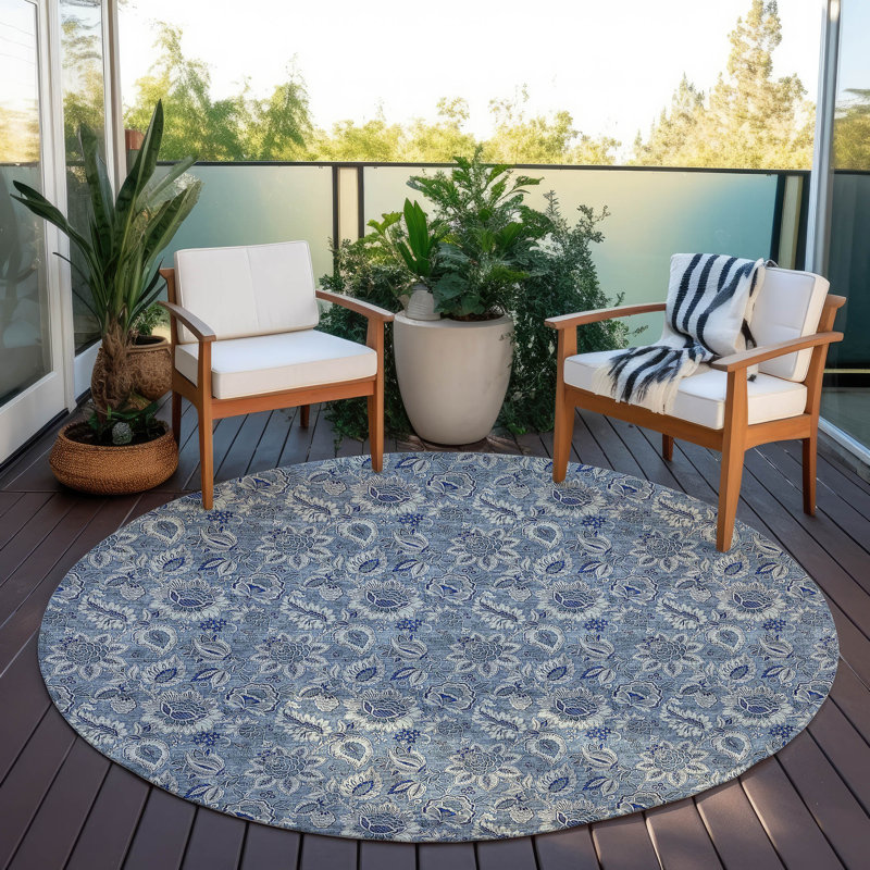 Tapis intérieur / extérieur Flitwick avec envers antidérapant, Rond 8 pi
