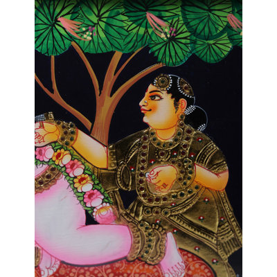 Maiya Yashoda with Bal Krishna Tanjore Painting | Traditional Colours With 24K Gold | Teakwood Frame