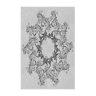 Tapis décoratif en laine et en polyester gris tissé à la machine