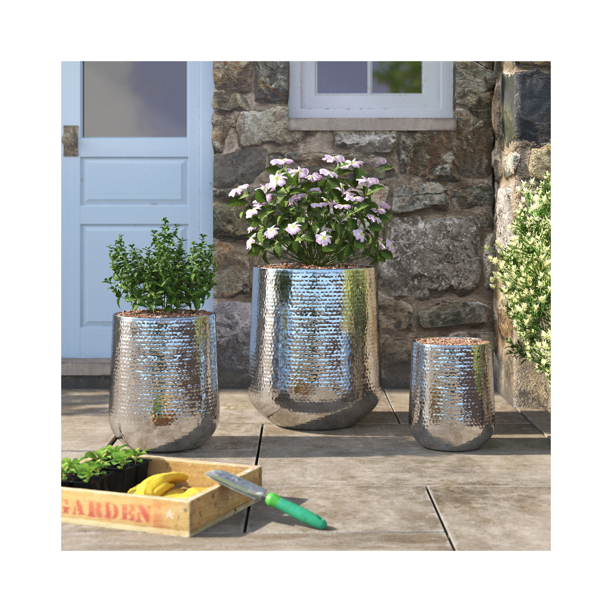 Timblin Pot Planter - Set of 3, Silver