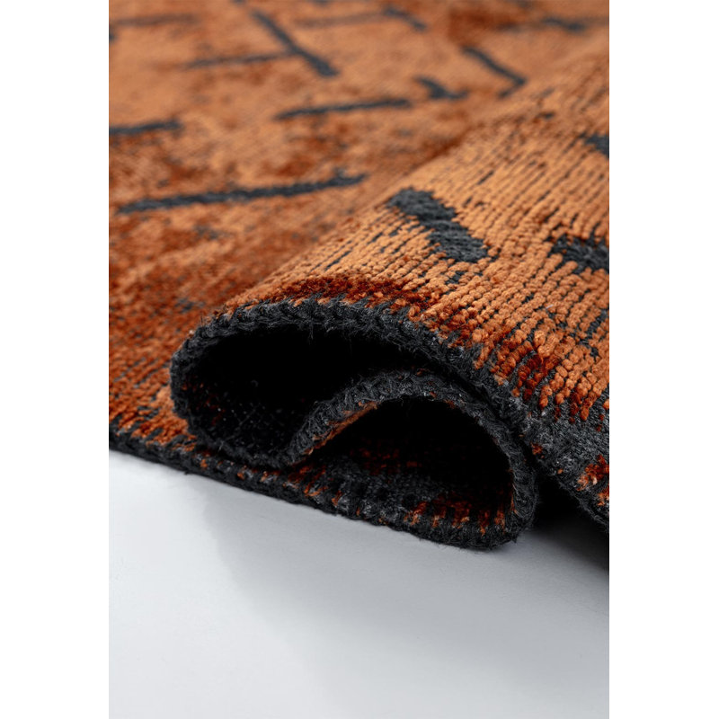 Rapture Abstract Area Rug in Orange, Square 9'