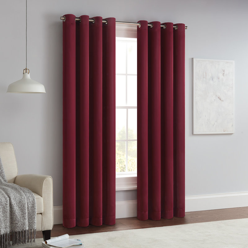 Eclipse Solid Thermapanel Grommet Energy Saving Room Darkening Curtain Panel, Merlot, 54" W x 54" L