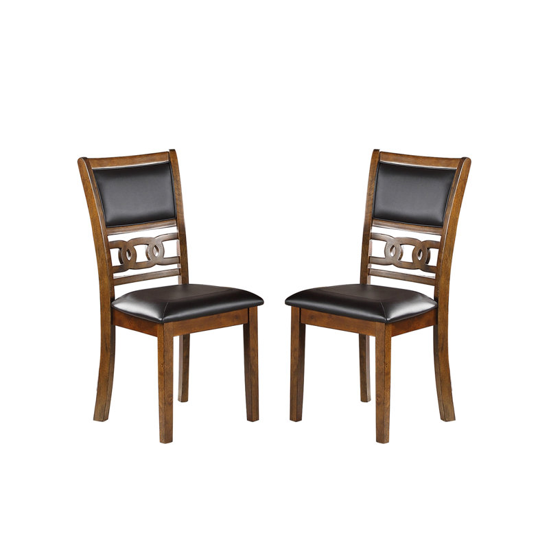 2 chaises de salle à manger de style noyer, siège rembourré en similicuir, conception stable, capacité de poids de 250 lb, assemblage de look et d'écurie