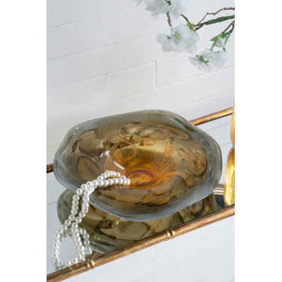 Orange and Gray Glass Decorative Plate
