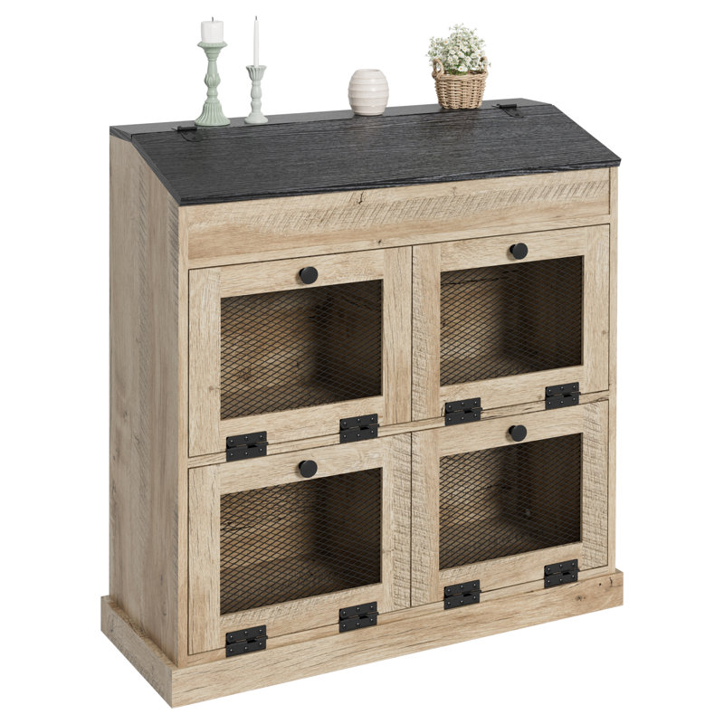 Armoire de rangement 35 po avec 4 portes, Natural