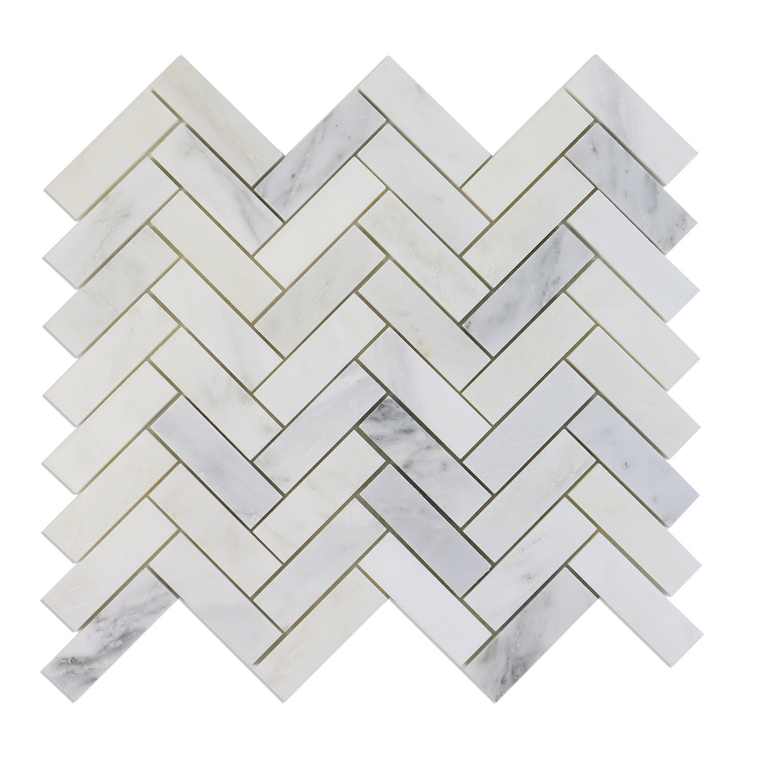 12" x 12" Marble Herringbone Mosaic Wall & Floor Tile Tile & Top