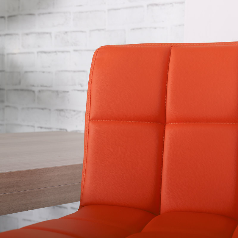 Tabouret de bar pivotant à hauteur réglable 32,5 po Ludmil, Orangé, 2