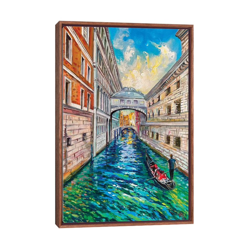 Venise. «Where Hearts Sigh», reproduction d'art sur toile encadrée, 40" x 26", Framed Canvas, Brown