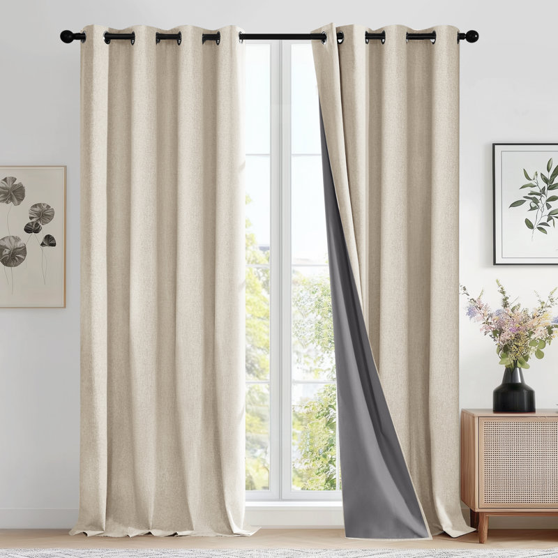 Ipswich Blackout Thermal Grommet Curtain Panels, 52" W x 84" L, Flaxen