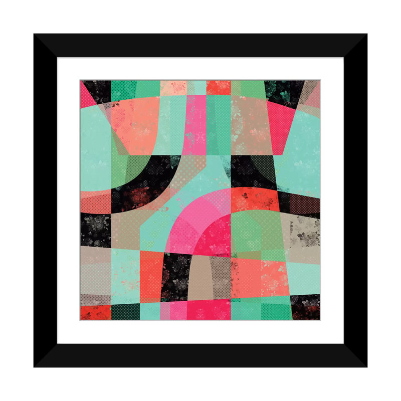 «Patchwork», impression sur toile, Blanc, Papier d'art encadré noir, H 16 po x l 16 po x P 1 po