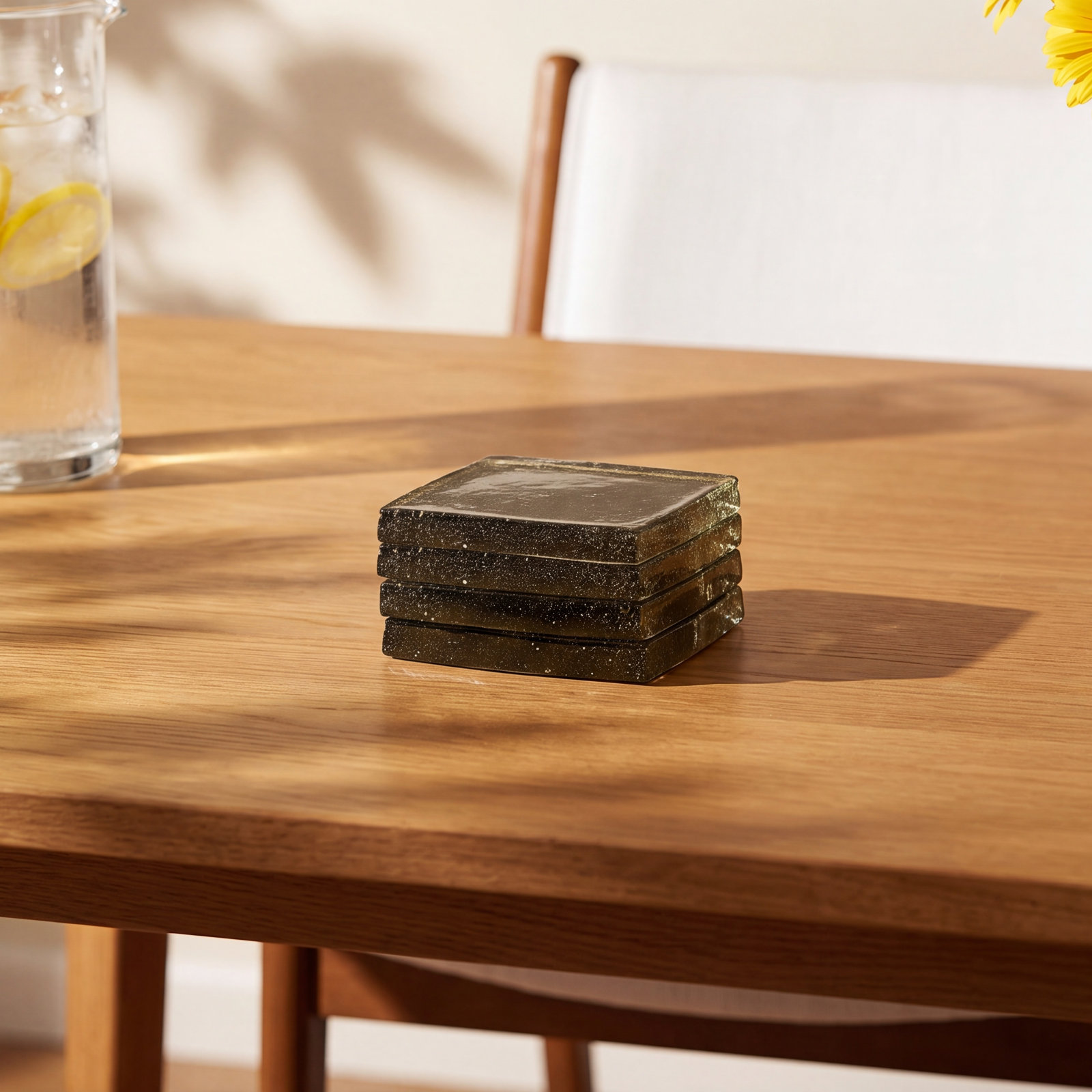 Glass Square 4 Piece Coaster Set