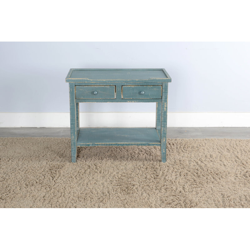 Console en bois massif 33 po Haralson, Bleu-vert