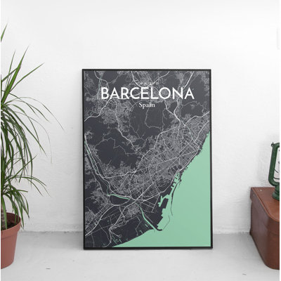 Barcelona City Map - No Frame Print
