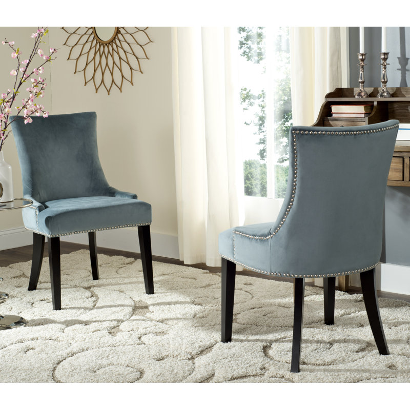 Gallager 19.5'' H Upholstered Parsons Chair, Blue Velvet, 2