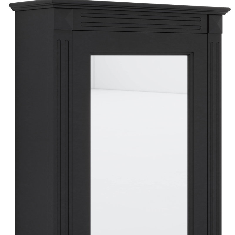 Armoire de rangement murale avec porte miroir et tablette réglable, armoire à pharmacie à miroir, Noir