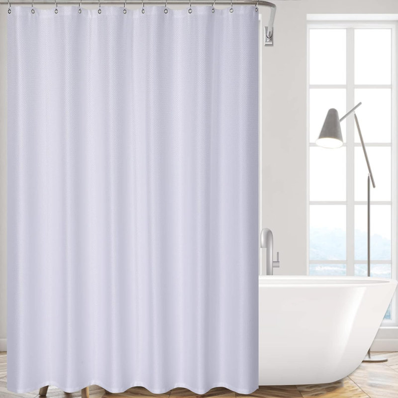 Adesha Polyester Shower Curtain, White, 182.88cm H x 182.88cm W