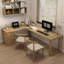 Bureaux en bois massif en L de couleur bois-107209660-107209658