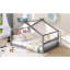 Lit de maison gris en bois de taille double - idéal pour le plaisir et le sommeil, avec structure de toit robuste, l 56,3 po de large, repose-pieds requis pour l'assemblage, grand lit de H 53,9 po