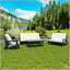 Causeuse d'extérieur avec coussin et jardin-599087146