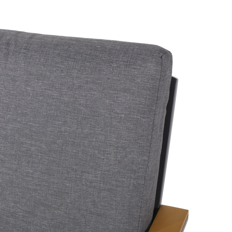 Ensemble de conversation avec canapé 4 pièces Leslee, Gris / cadre naturel / coussin gris