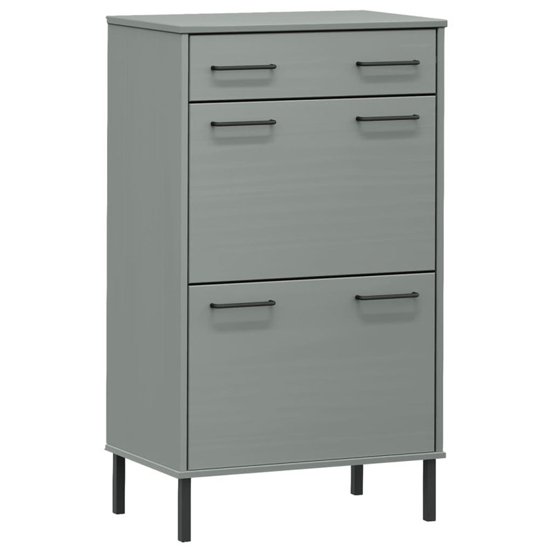 10 Pair Solid Wood Shoe Storage, Grey