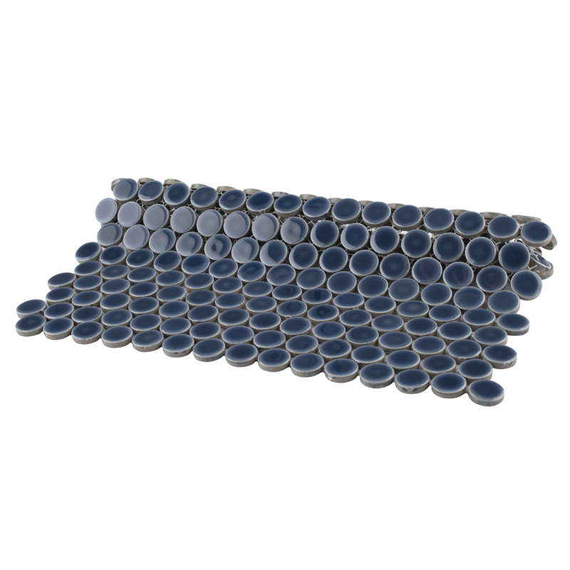Hudson Penny Round .80" x .80" Porcelain Penny Round Mosaic Wall & Floor Tile, Denim Blue
