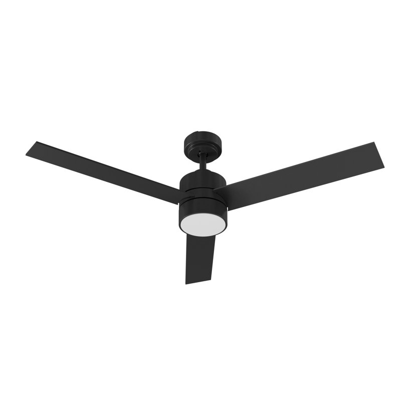 Santo - 52'' 3 Blade LED Ceiling Fan - Black Finish, Black, Black