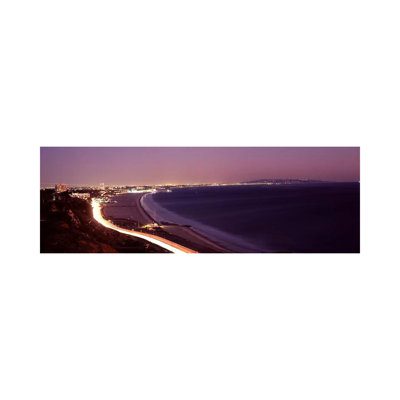 City Lit Up At Night, Highway 101, Santa Monica, Los Angeles County, California, USA - Wrapped Canvas Panoramic Print