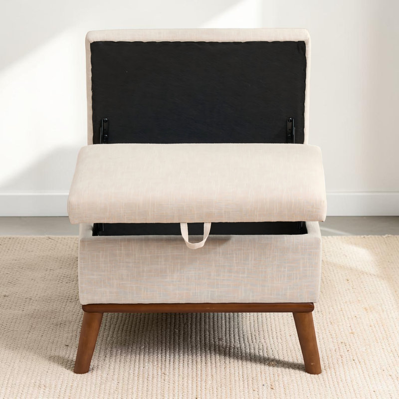 Repose-pieds 31 po avec rangement Mid-Century, Fabric, Beige