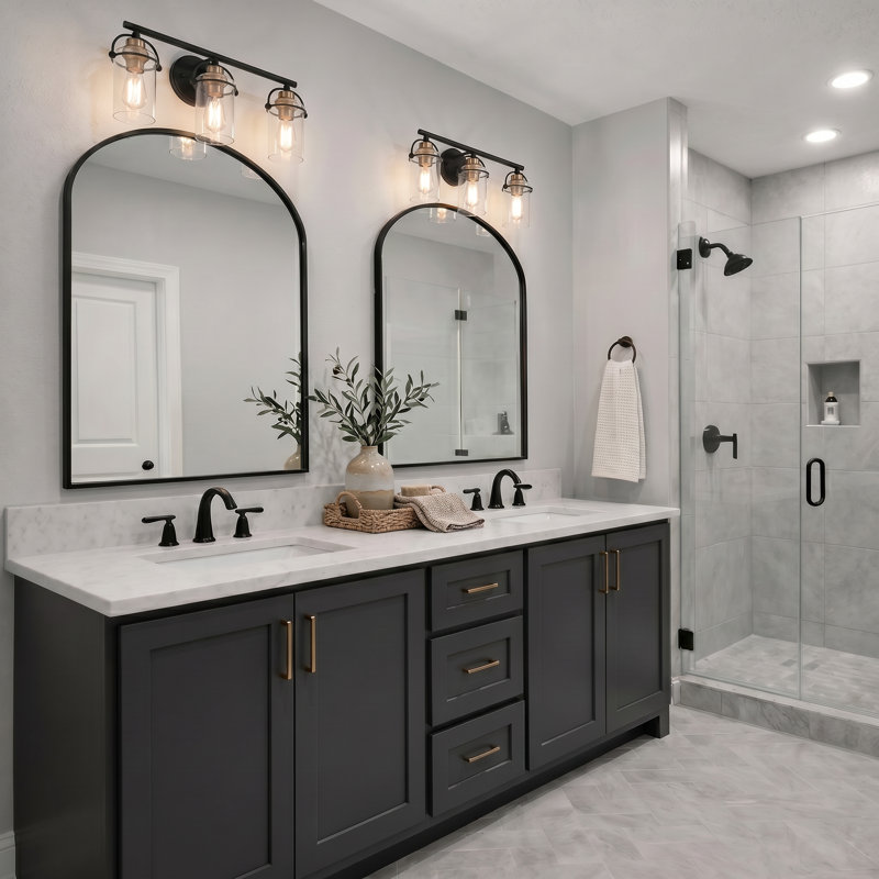 Emerson 3-Light Matte Black Vanity Light