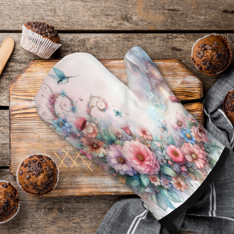 Enchanted Flower Bed Oven Mitt Cotton Twill
