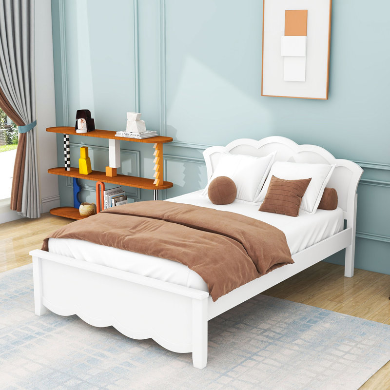 Lit plateforme en bois avec tête de lit, Full