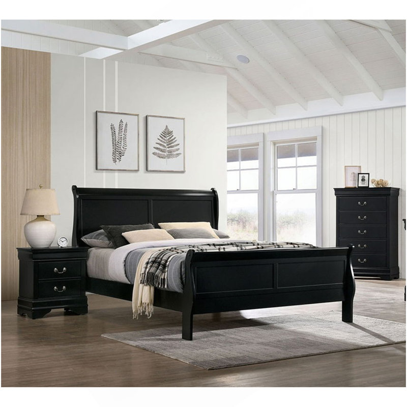 Grand lit noir Louis Phillipe, Grand lit, Noir