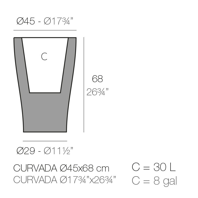 Curvada Resin Pot Planter, 39.25" H x 21.75" W x 21.75" D, Steel