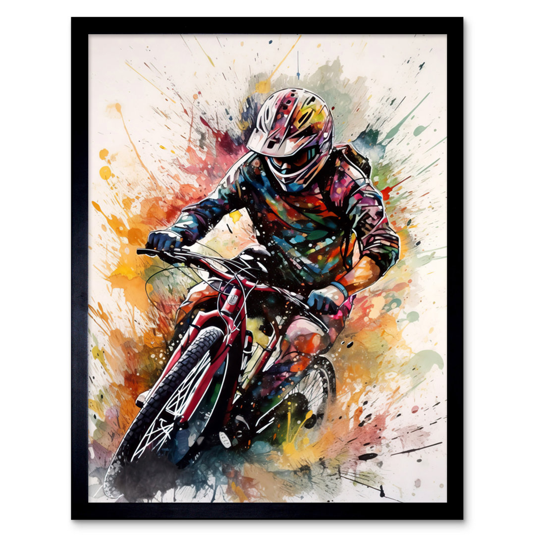 Armonk Mountain Biker Action Shot Splat Portrait - Single Picture Frame Print