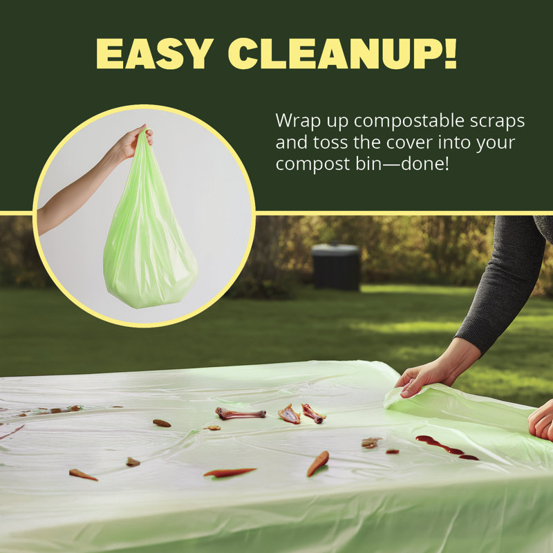 10-Pack Compostable Tablecloths for 6 FT Rectangle Tables (54''x108''), Green