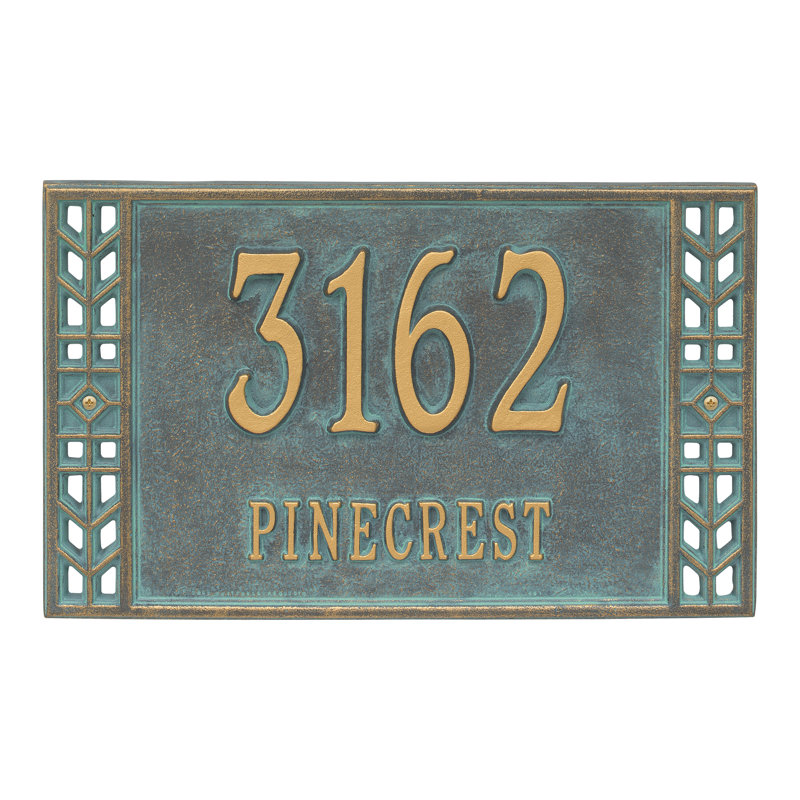Boston Personalized Standard 2-Line Wall Address Plaque, Bronze/Verdigris, Yes