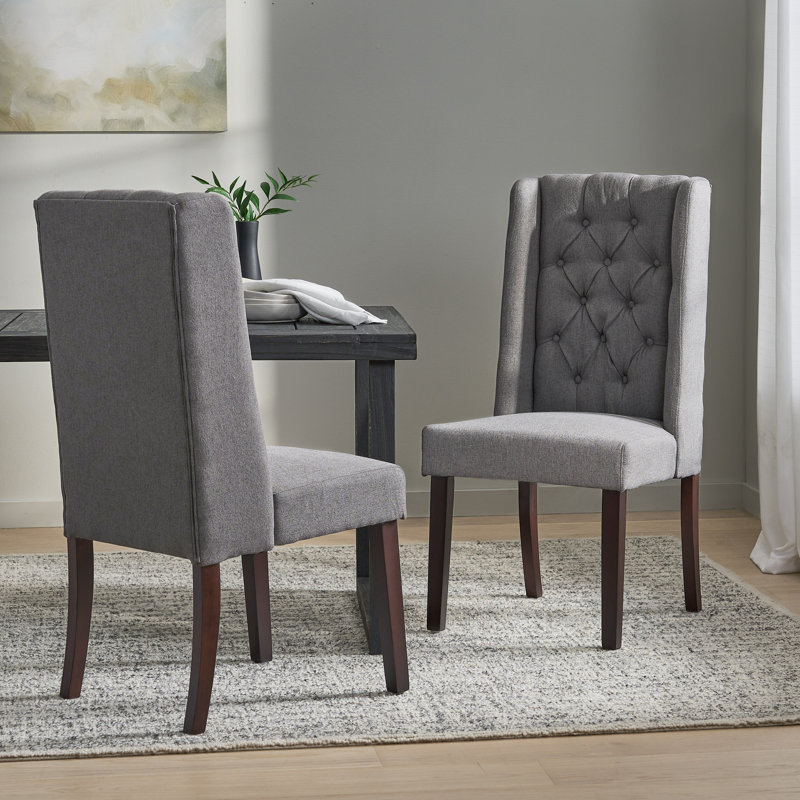 Wingback Tuft Dining Chair, Dark Gray