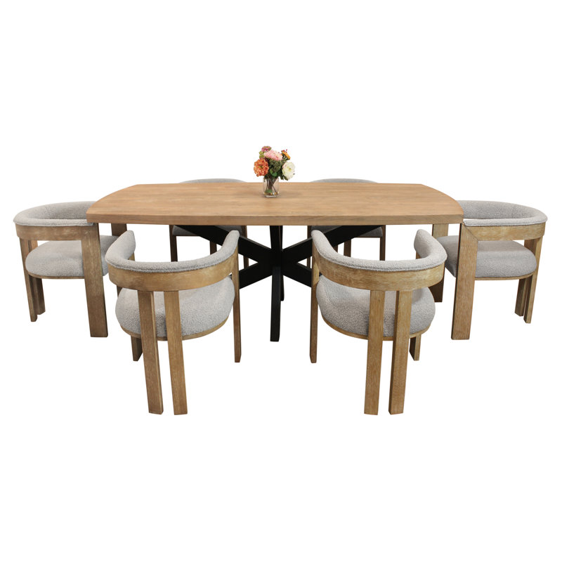 Logan Set With 82" Dining Table And Trish Silver Side Chairs, 7 Pieces: Table, 6 Chairs