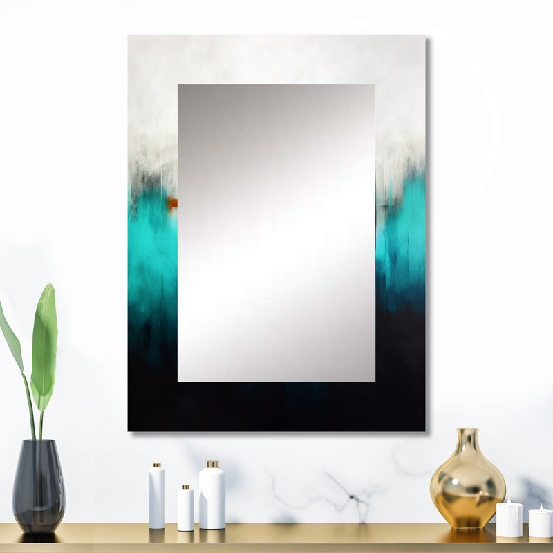 Blue and black Ripple abstract medley III - Abstract Mirror, Blue Unique Wall Mirror, Printed Metal Art, 32" x 24"