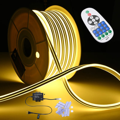 Lamuel DELight 100FT blanc chaud avec bande néon et lumières DEL avec télécommande Comtrol Cuttable DIY pour l'extérieur DEL-D100W