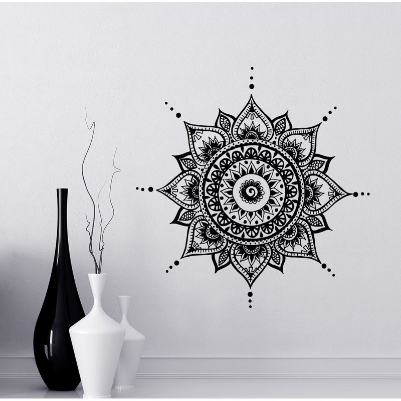 Adhésif mural mandala, 22 po x 22 po, Noir