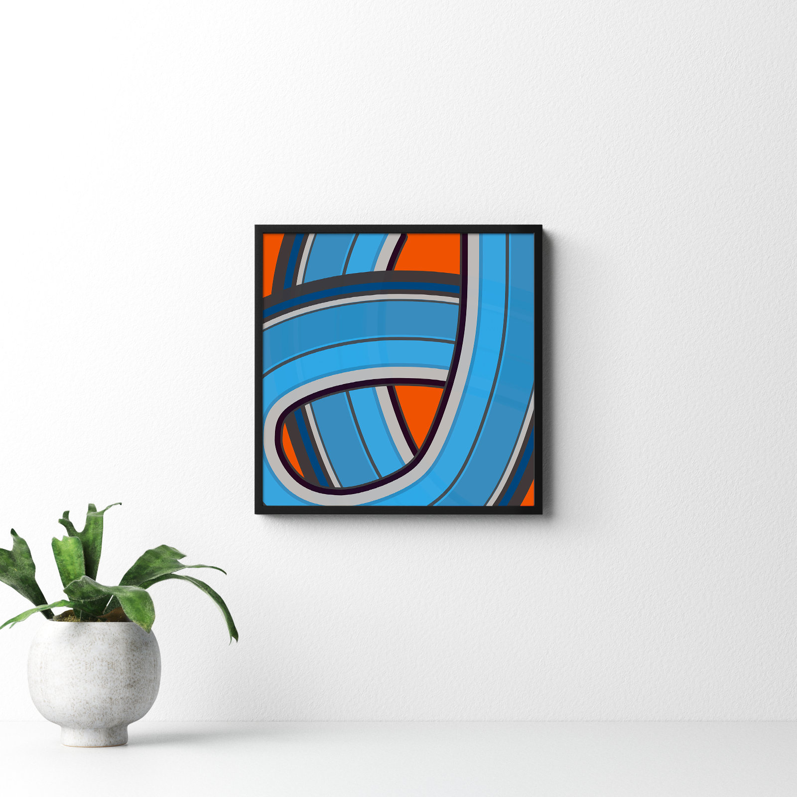 Twist Series I "Twisted River" Print, Black, 16" H x 16" W x 1.25" D