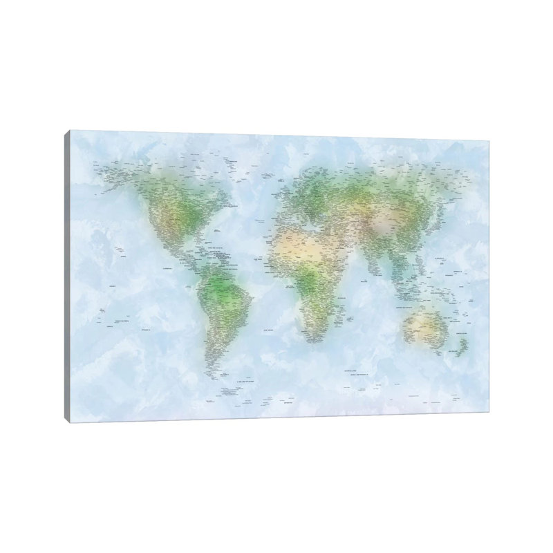 World Map VI by Michael Tompsett - Wrapped Canvas Print, 20.32 cm H x 30.48 cm W